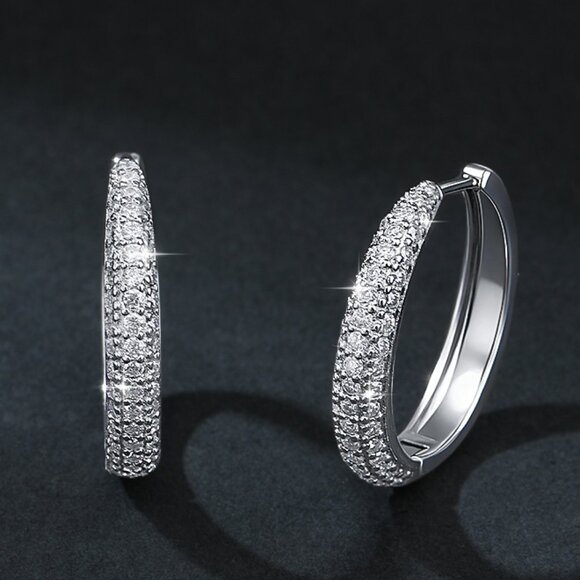 💎NEW Certified "Half Moon" Moissanite Hoop Earrings - Picture 1 of 5